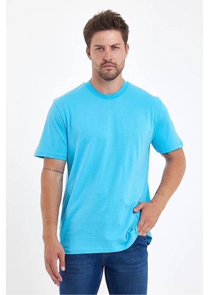 Bisiklet Yaka Rahat Kalıp Baskısız %100 Pamuk Cotton Erkek T-Shirt