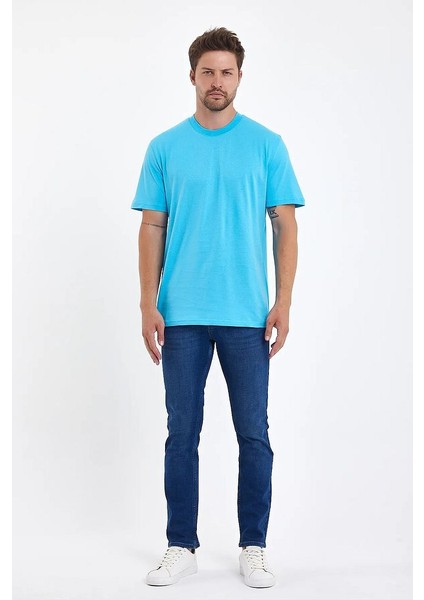 Bisiklet Yaka Rahat Kalıp Baskısız %100 Pamuk Cotton Erkek T-Shirt fırsatları