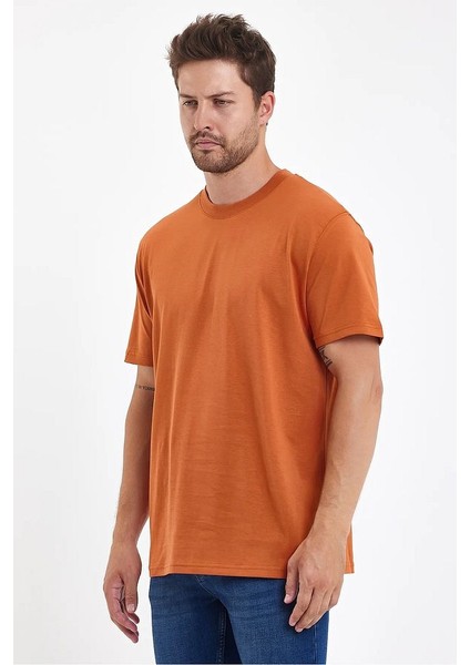 Bisiklet Yaka Rahat Kalıp Baskısız %100 Pamuk Cotton Erkek T-Shirt