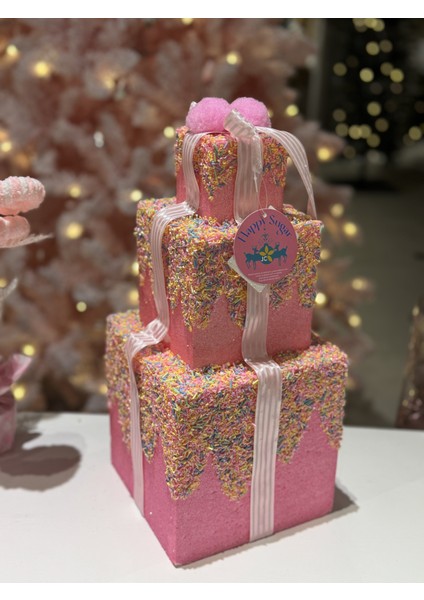 Happy Sugar Pembe 3 Katlı Kutu Dekor 17 x 17 x 41.5 cm fiyatları