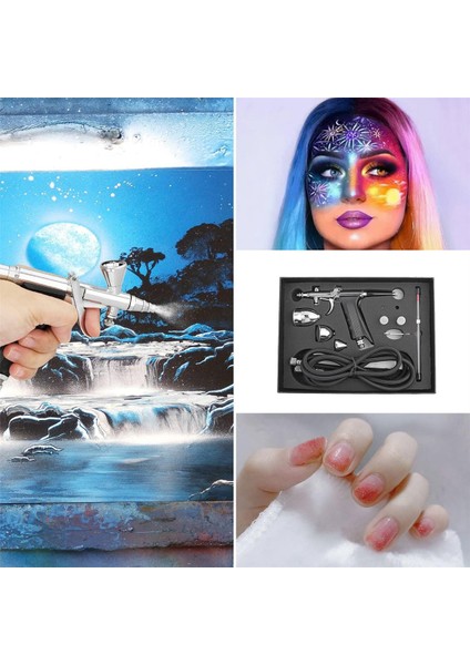 Airbrush Seti, Çift Eylem Tetik Airbrush Airbrush Sprey Aracı Set Boyama Çivi Kek Dövme Makyaj Için (Yurt Dışından)