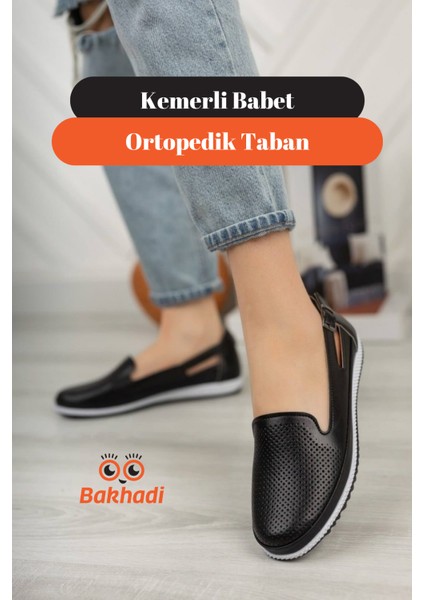 Kemerli Siyah Şık Babet