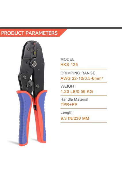 Isıyla Daralan Konnektörler Için Sıkma Aletleri - Cırcırlı Tel Kıvırıcılar - Awg 22-10 (0,5-6,0mm²) - Cırcırlı Terminal Kıvırıcılar (Yurt Dışından)