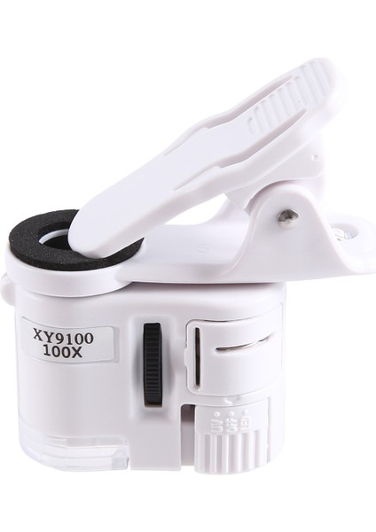 LED Işıklı 100X Zoom Klipsli Mikroskop, Taşınabilir Büyüteç Büyüteç Cep Büyüteç Lens Camı (Yurt Dışından)