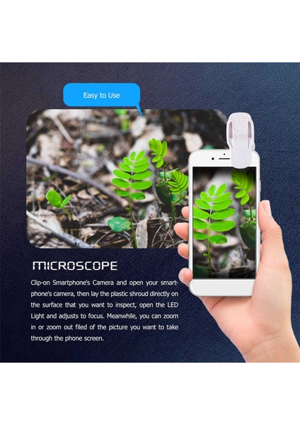 LED Işıklı 100X Zoom Klipsli Mikroskop, Taşınabilir Büyüteç Büyüteç Cep Büyüteç Lens Camı (Yurt Dışından) fiyatları