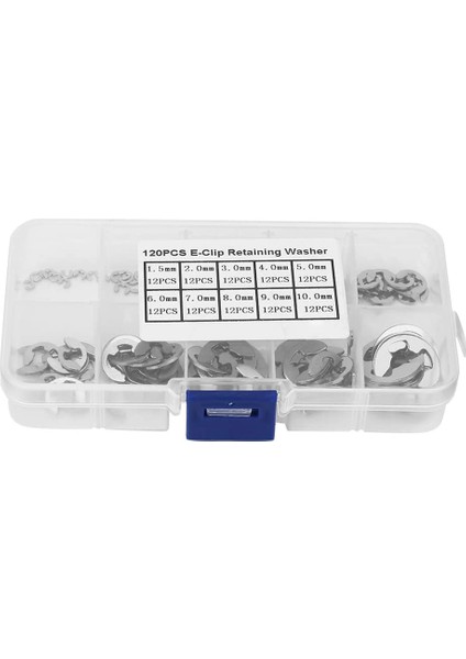 120 Adet Paslanmaz Çelikten Üretilmiş Segman Kombinasyonu Elastik Emniyet Halkası (304) E-Kelepçe (1.5MM-10MM) (Yurt Dışından)