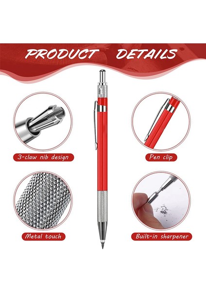 5x Kaynakçı Kalemi, 60PCS Gümüş Çizgi Yedekleri, Metal Işaretleyici Mekanik Kaynak Kalemi Boru Tesisatçıları, Imalat, Kırmızı (Yurt Dışından) fırsatları