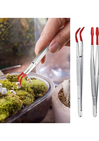 2 Adet Cımbız Ipuçları Seti Kaplamalı Ipuçları Bükülmüş Düz Cımbız Takı Hobi El Sanatları Endüstriyel Elektronik Cımbız Araçları-Kırmızı (Yurt Dışından)
