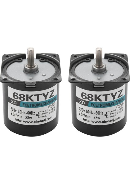2 Adet 68KTYZ Mini Dişli Motor Ac 220V 28W 2.5r/min Büyük Tork Sabit Mıknatıslı Senkron Dişli Motor (Yurt Dışından)