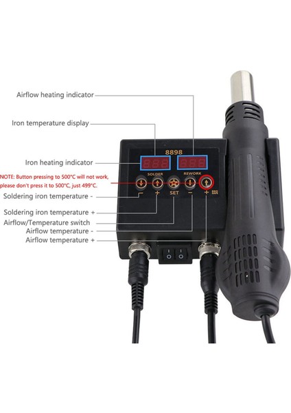 8898 Lehimleme Istasyonu 2 In 1 Sıcak Hava Havya LCD Dijital Ekran Kaynak Istasyonu Bga Pcb Ic Onarım Abd Plug (Yurt Dışından)