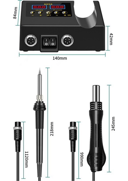 8898 Lehimleme Istasyonu 2 In 1 Sıcak Hava Havya LCD Dijital Ekran Kaynak Istasyonu Bga Pcb Ic Onarım Abd Plug (Yurt Dışından)