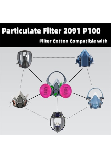 20 Pack 2091 P100 Partikül Filtresi 2091 ile Uyumlu, 6000 6200 6800 7000 Ff-4 Için Yedek (Yurt Dışından) modelleri