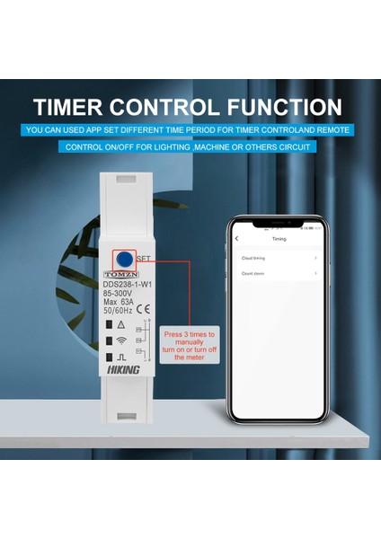 Tomzn Tuya 18MM 63A Wıfı Akıllı Çift Yönlü Enerji Ölçer Zamanlayıcı Güç Monitörü Kwh Metre Gerilim Akım Koruması ile (Yurt Dışından)