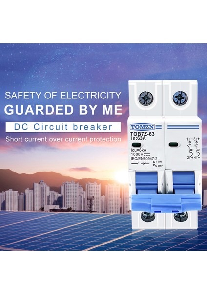 Tomzn 2p Dc 1000V Solar Mini Devre Kesici Pv Sistemi Için Dc Mcb Devre Kesici, 63A (Yurt Dışından)