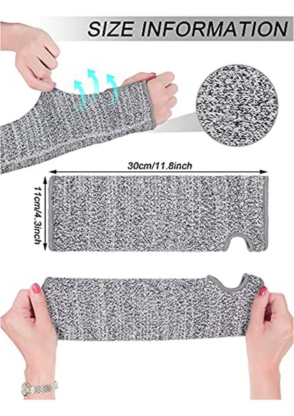 2 Çift Kesilmeye Dayanıklı Kollu Koruyucu Kol Kollu Güvenlik Kolları Başparmak Delikli Koruma Kollu, Bahçe Mutfak (Yurt Dışından) indirimleri