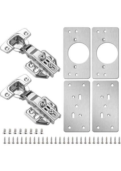 4pack Dolap Menteşe Tamir Plakası 2pack Tam Kaplama Amortisörlü Dolap Menteşeleri-Dolap Menteşe Tamir Takımı Plakası (Yurt Dışından)