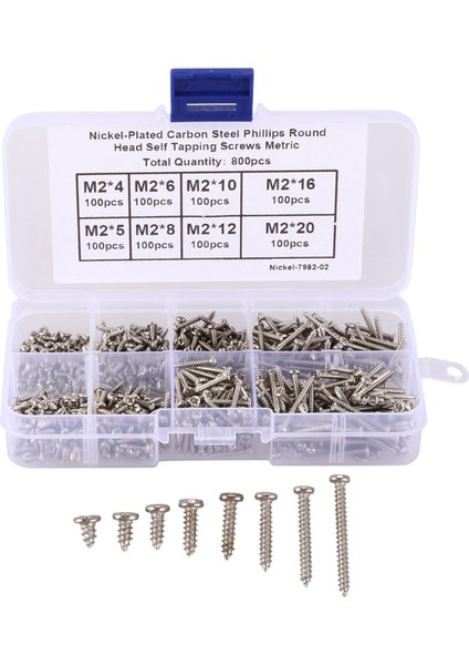 1600 Adet M2 Vida Karbon Çelik Çapraz Sürücü Tava Kafa Akıllı Vidalar Çeşitli Bağlantı Elemanı M2X4/5/6/8/10/12/16MM/20MM (Yurt Dışından)