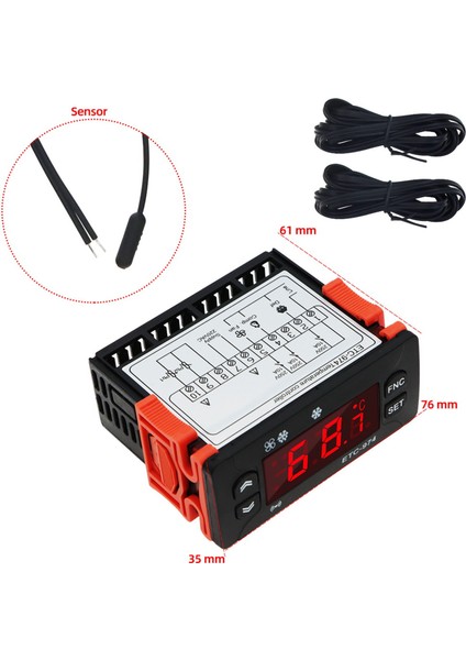 ETC-974 Dijital Sıcaklık Kontrol Cihazı Mikrobilgisayar Termostatları Termostat Soğutma Alarmı 220 V Ntc Sensörü (Yurt Dışından)