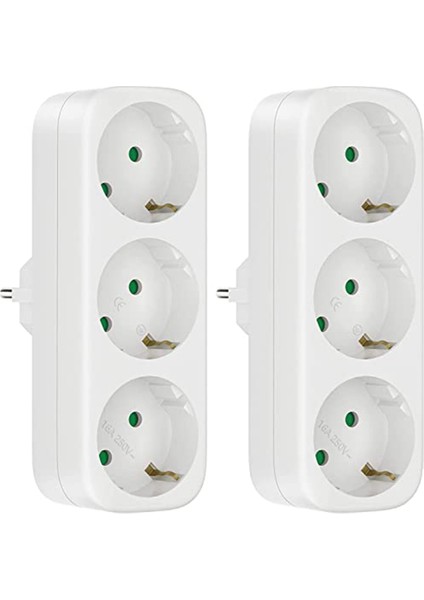 Çoklu Priz, Kablosuz, 250V/16A Soket Adaptörü, Portatif Prizler, 3680W Dönüştürücü Soket Eu Fiş, 2'li Paket (Yurt Dışından)