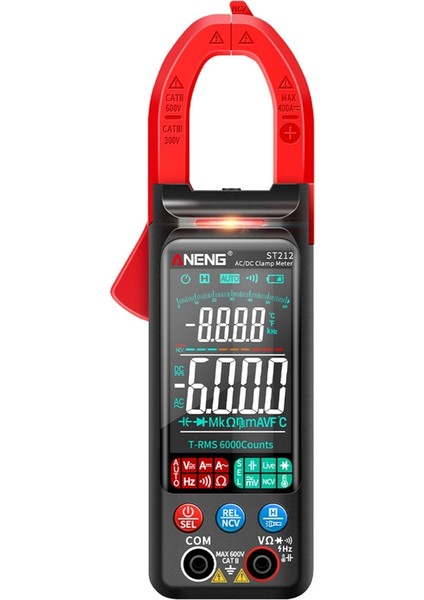 Aneng ST212 Dijital Pens Metre 400A Akım True Rms Akıllı Pense Ampermetre 6000 Multimetre Dc Ac Ncv Test Cihazı (Kırmızı) (Yurt Dışından)