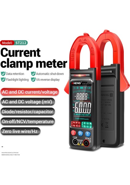 Aneng ST212 Dijital Pens Metre 400A Akım True Rms Akıllı Pense Ampermetre 6000 Multimetre Dc Ac Ncv Test Cihazı (Kırmızı) (Yurt Dışından)