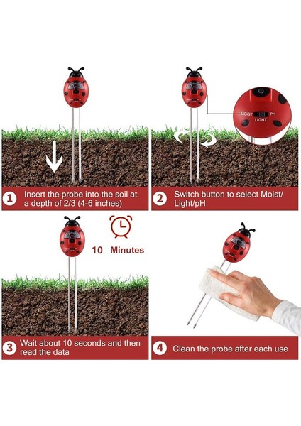 3-In-1 Ph Test Cihazı Kitleri Bitki Arazi Nem Test Cihazı Kapalı Açık Bahçe Çim Bitkileri Için Nem Test Cihazı (Yurt Dışından)