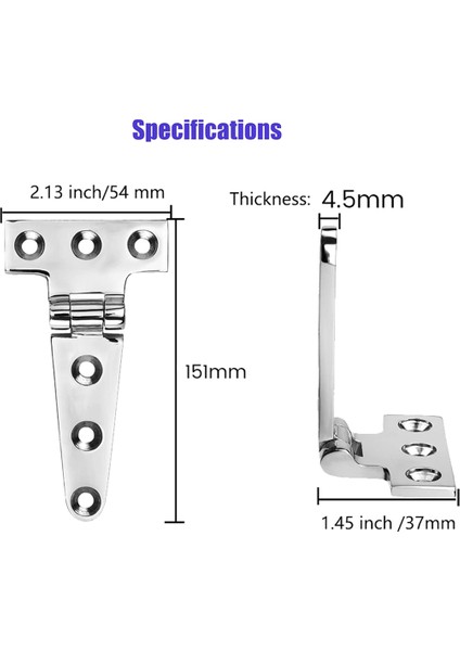 Deniz Sınıfı T Menteşeler, Tekne Menteşeleri, 6 Inç x 3 Inç, Gürültü Yok, Ağır Hizmet Tipi 316 Paslanmaz Çelik, Vidalarla (4 Parça) (Yurt Dışından) fırsatları