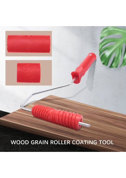 7 Inç Empaistik Desen Rulo Ressam + 2 Pcs Ahşap Tahıl Boyama Aracı, Sanat Duvar Kağıdı Taklit Ahşap Tahıl Aracı, Duvar Doku Sanat Boyama Araç Seti (Yurt Dışından)