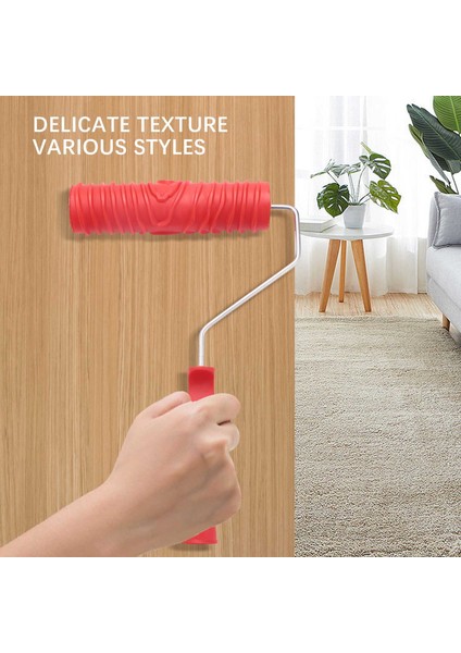 7 Inç Empaistik Desen Rulo Ressam + 2 Pcs Ahşap Tahıl Boyama Aracı, Sanat Duvar Kağıdı Taklit Ahşap Tahıl Aracı, Duvar Doku Sanat Boyama Araç Seti (Yurt Dışından)