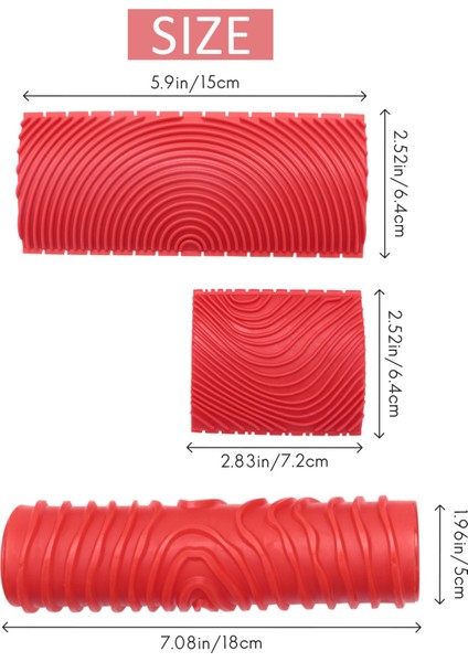 7 Inç Empaistik Desen Rulo Ressam + 2 Pcs Ahşap Tahıl Boyama Aracı, Sanat Duvar Kağıdı Taklit Ahşap Tahıl Aracı, Duvar Doku Sanat Boyama Araç Seti (Yurt Dışından)