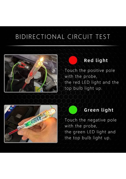 2x Otomotiv LED Devre Test Cihazı 6-24V Test Işığı Çift Problu 47 Inç Antifriz Tel Timsah Klipsi Test Için (Yurt Dışından)