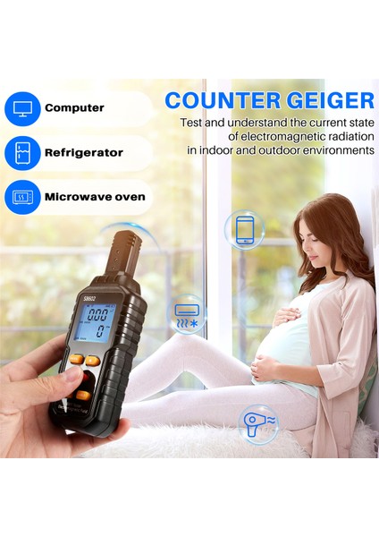 3-In-1 Radyasyon Dozimetre Sayacı Geiger Emf Metre Otomatik Alarm Gerçek Zamanlı Ölçüm Radyasyon Dedektörü Test Cihazı (Yurt Dışından)