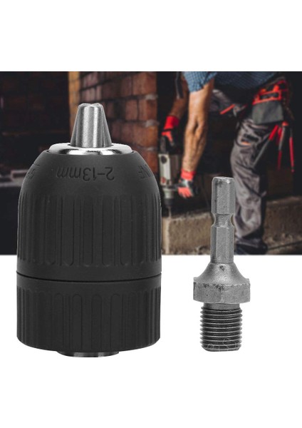 Elektrikli Matkap Chuck, 1/2-20UNF Anahtarsız Matkap Chuck, 2.0-13MM Anahtarsız Matkap Chuck Adaptörü + 1/4 Altıgen Biyel (Yurt Dışından)