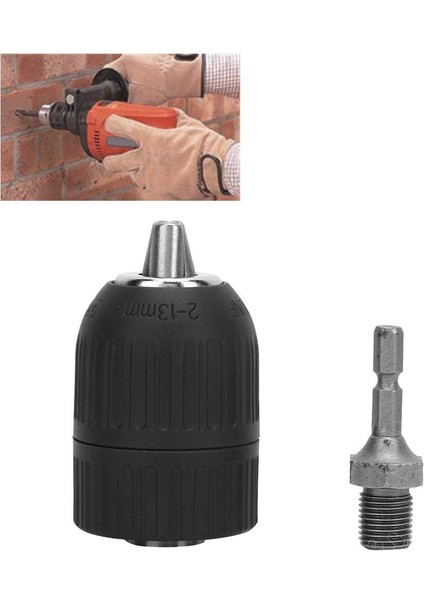 Elektrikli Matkap Chuck, 1/2-20UNF Anahtarsız Matkap Chuck, 2.0-13MM Anahtarsız Matkap Chuck Adaptörü + 1/4 Altıgen Biyel (Yurt Dışından)