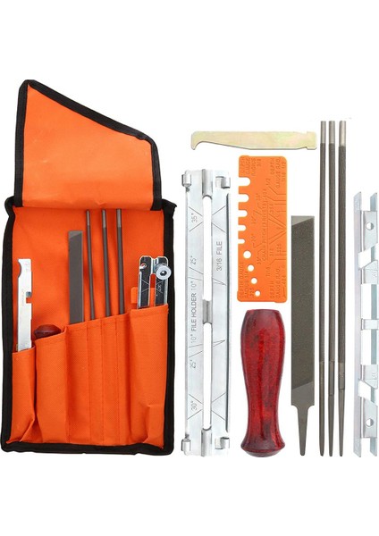 10 Parça Zincirli Testere Bileme Eğe Seti, Testere Zincirlerini Bilemek Için Eğe Seti, Eğe Bileme Kılavuzları Içerir Derinlik Ölçer (Yurt Dışından)