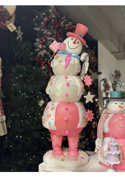 Happy Sugar Pembe, Beyaz Kardanadam Dekor 35 x 26 x 98 cm