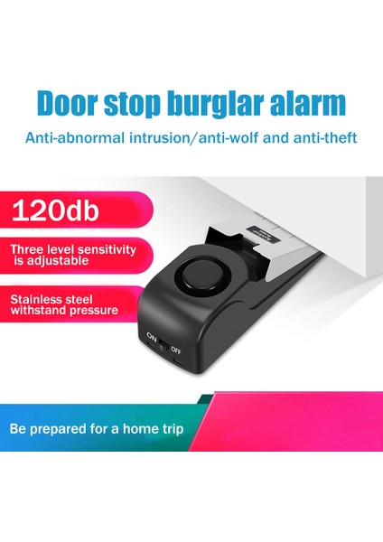 Adet Seyahat Kapı Durdurucu Alarmı Taşınabilir 120DB Güvenlik Kat Kapı Durur Ayarlanabilir Hassasiyet Ev Yurdu Için (Yurt Dışından) fiyatları