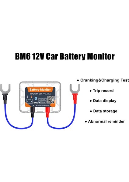 Araç Sağlığı Kontrolü App Izleme Test Cihazı ile Kablosuz Bluetooth 12V Monitory Bm6 (Yurt Dışından)