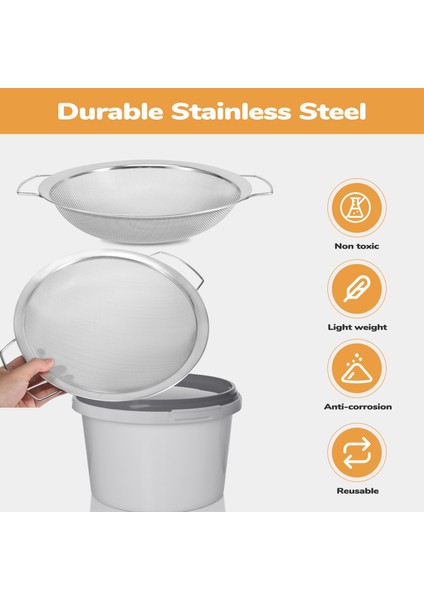 60 Mesh Paslanmaz Çelik Boya Süzgeci 5 Galonluk Kovaya Uyuyor, Kirlilikleri Filtreliyor, Kolay Temizlenebilir ve Yeniden Kullanılabilir, (2 Adet) (Yurt Dışından) fırsatları