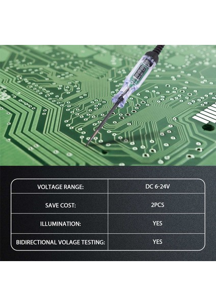 Test Işığı 2 Adet, 6 V-24 V Dc Araba Devre Test Cihazı Işık ve Dijital LCD Araba Elektrik Test Cihazı Otomatik Gerilim Süreklilik Testi (Yurt Dışından)