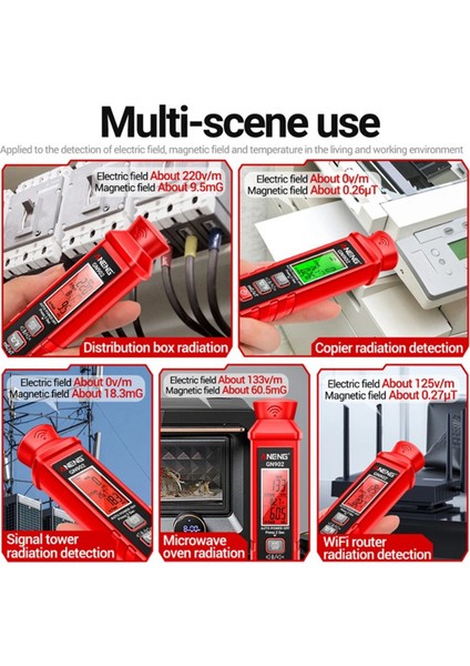 Aneng GN902 Elektromanyetik Radyasyon Dedektörü Sıcaklık Test Cihazı Ölçer LCD Arka Işık Ekranı ile Radyasyon Analizörü (Yurt Dışından)