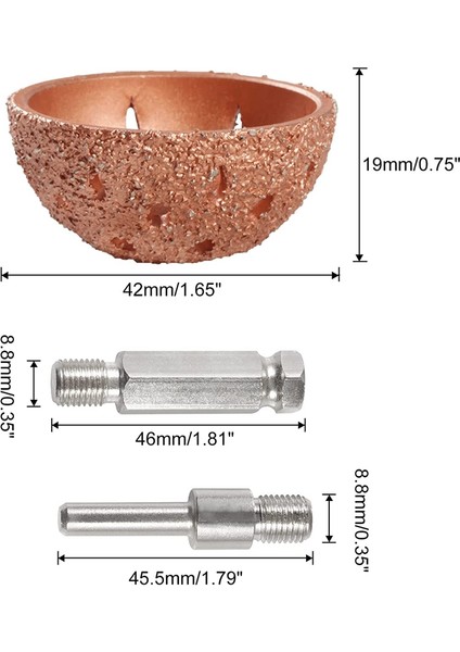 42MM Lastik Tampon Tekerlek Kase Tipi Taşlama Kafası Tungsten Çelik Lastik Tamir Aracı 2 Adet Bağlantı Çubuğu Adaptörü (Yurt Dışından)