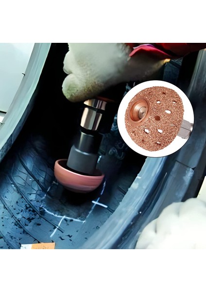 42MM Lastik Tampon Tekerlek Kase Tipi Taşlama Kafası Tungsten Çelik Lastik Tamir Aracı 2 Adet Bağlantı Çubuğu Adaptörü (Yurt Dışından)