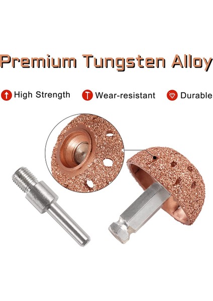 42MM Lastik Tampon Tekerlek Kase Tipi Taşlama Kafası Tungsten Çelik Lastik Tamir Aracı 2 Adet Bağlantı Çubuğu Adaptörü (Yurt Dışından)