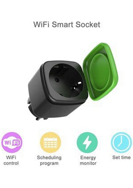 2x Akıllı Fiş, 16A Wifi Uzaktan Kumanda Akıllı Soket, Güç Monitör Fonksiyonu Ile, Tuya Smart Life Alexa Ab Fişi Için (Yurt Dışından)