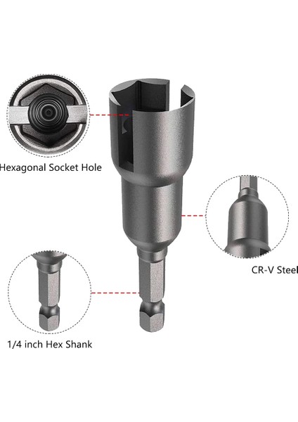 5 Adet Güç Kanat Somun Anahtarı Seti ile 1/4 Inç Hex Shank Yuvası Kanat Somunları Matkap Ucu Lokma Anahtarlar Alet Takımı Panel Için (Yurt Dışından)