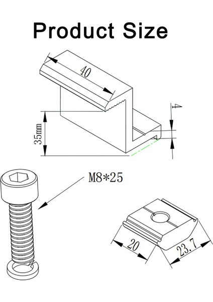 8'li Solar Modül Braketi Paketi, Solar Panel Tutucu, Uç Kelepçesi, Ayarlanabilir, Sabitlenebilir Solar Modül Tutucu (35 Mm) (Yurt Dışından)