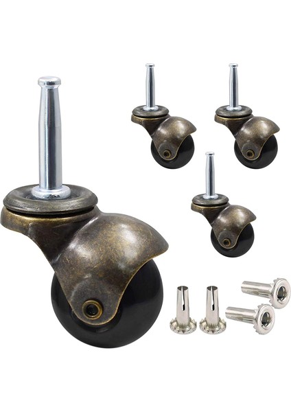 Mobilya Tekerleri Için 1.5 Inç Bilyalı Tekerlekler Tekerlekler 8 x 38MM Montaj Kök Kol Soket Insert Değiştirme ile 4'lü Set (Yurt Dışından)