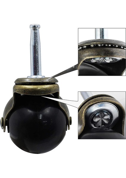 Mobilya Tekerleri Için 1.5 Inç Bilyalı Tekerlekler Tekerlekler 8 x 38MM Montaj Kök Kol Soket Insert Değiştirme ile 4'lü Set (Yurt Dışından)