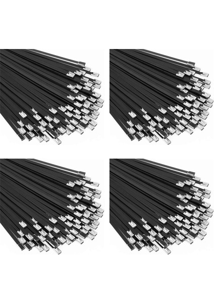 Metal Zip Kravatlar Siyah 400 Adet 11.8 Inç 304 Paslanmaz Çelik Epoksi Kaplı Kablo Bağı, Makineler, Araçlar, Çiftlikler, Kablolar (Yurt Dışından)